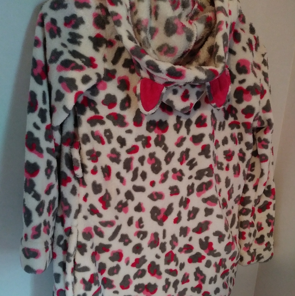 Cheetah Print Robe with Cat Ears Hood - Picture 2 of 5